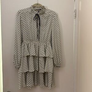Maje long sleeve dress with bow tie print